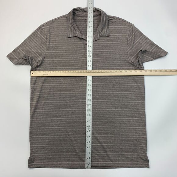 Z by Zella Polo Shirt Men L Large Gray Tan Striped Short Sleeve Performance Golf - Picture 5 of 11
